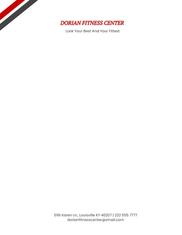 Free Fitness Center Letterhead Template to Edit Online
