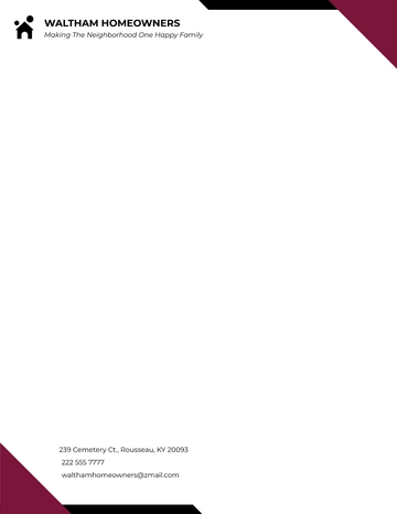 Free Homeowners Association Letterhead Template to Edit Online