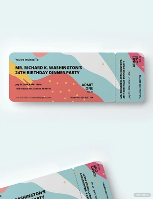 Birthday Dinner Ticket Template