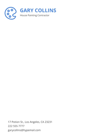 Free House Painting Contractor Letterhead Template to Edit Online
