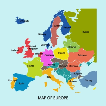 Free Europe Map With Flag Clipart Template to Edit Online