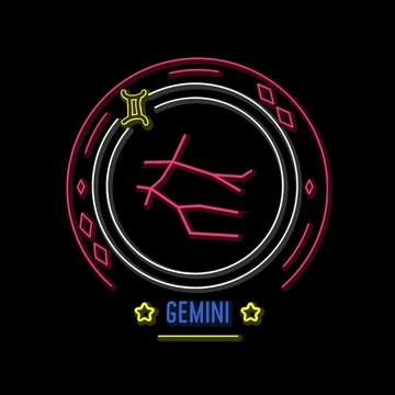 Free Neon Gemini Clipart Template to Edit Online