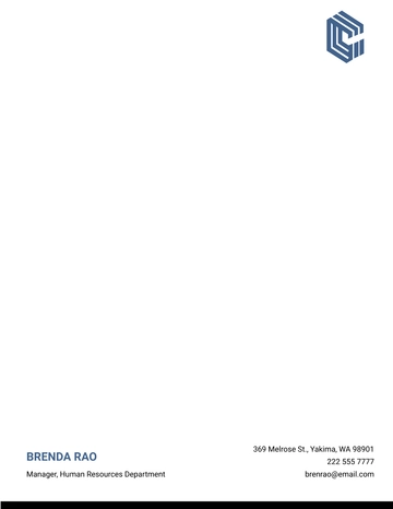 Free Blank HR Department Letterhead Template to Edit Online