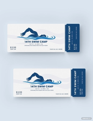 Swim Camp Ticket Template