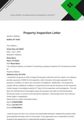 Free Property Inspection Letter Template to Edit Online