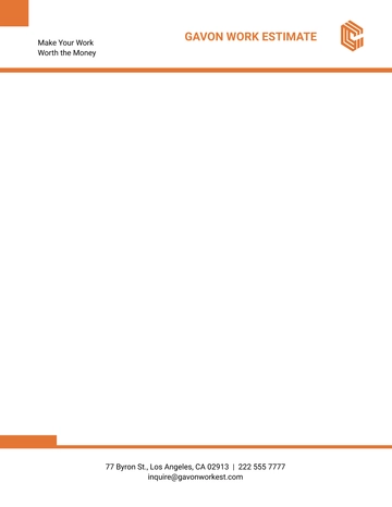Free Work Estimate Letterhead Template to Edit Online