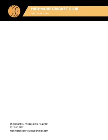 Free Cricket Club Letterhead Template to Edit Online