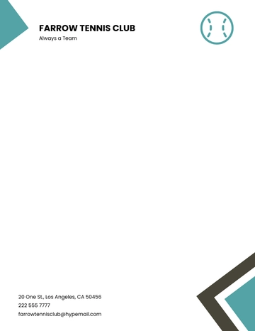 Free Tennis Club Letterhead Template to Edit Online