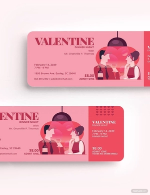 Valentine Dinner Ticket Template