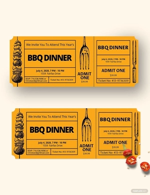 BBQ Dinner Ticket Template