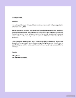 Editable Partnership Termination Letter