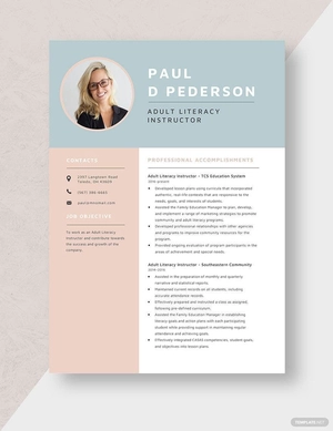 Adult Literacy Instructor Resume