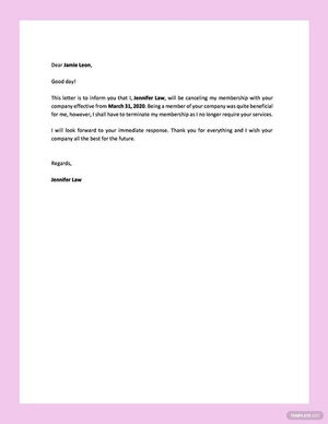 Membership Termination Letter