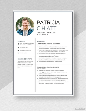 Cemetery Worker Supervisor Resume