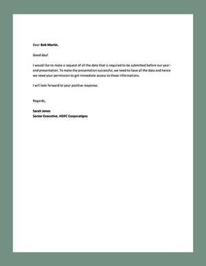 Professional Request Letter Professional Request Letter