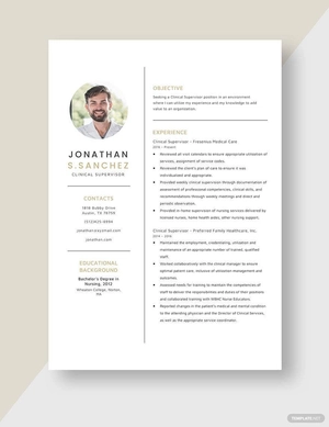 Clinical Supervisor Resume