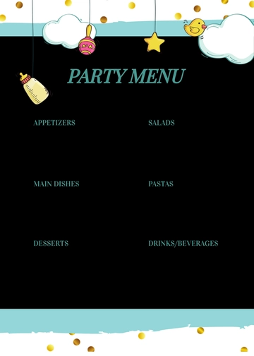 Free Party Baptism Menu Template to Edit Online