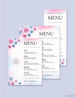 Pretty Wedding Menu Template