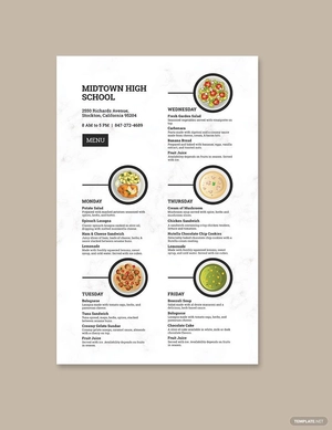 School Poster Menu Template