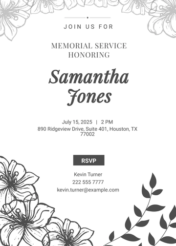 Free Elegant Funeral Service Invitation Template to Edit Online