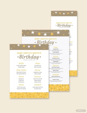 Toddler Birthday Menu Template