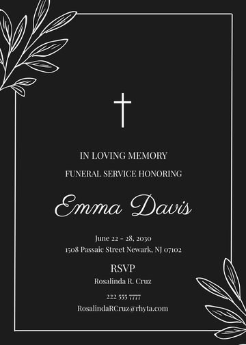 Free Simple Funeral Reception Invitation Template to Edit Online