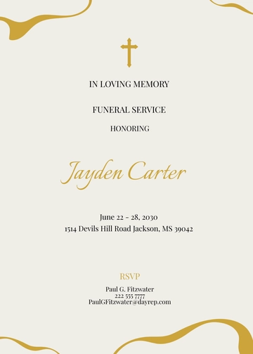 Free Elegant Funeral Reception Invitation Template to Edit Online