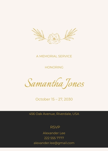 Free Modern Funeral Reception Invitation Template to Edit Online