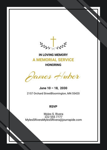 Free Funeral Memorial Reception Invitation Template to Edit Online