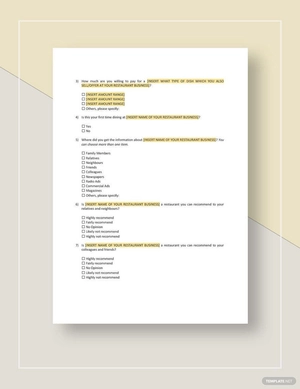Restaurant Market Research Survey Template