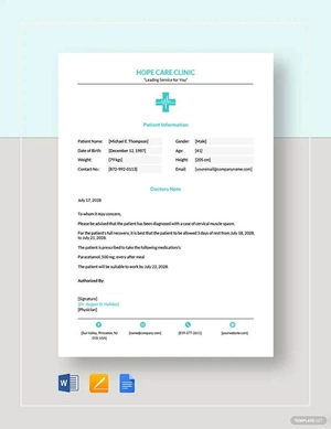 Sample Doctor Note Template