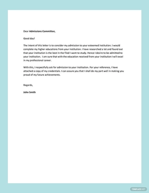 Request Letter for Admission Request Letter for Admission