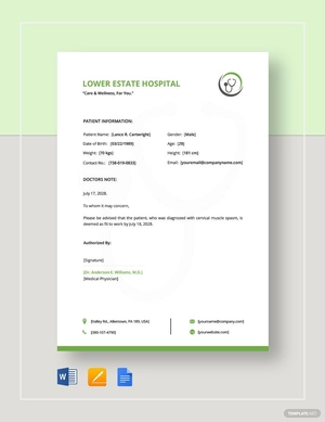 Simple Return To Work Doctors Note Template
