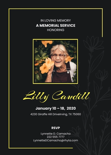 Free Funeral Celebration Reception Invitation Template to Edit Online