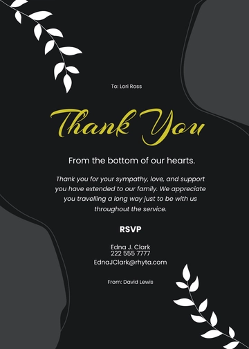 Free Sympathy Funeral Thank You Card Template to Edit Online