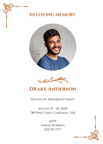 Free Funeral Reception Invitation Template to Edit Online