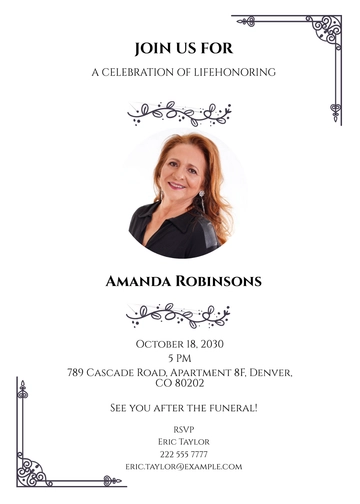 Free After Funeral Reception Invitation Template to Edit Online