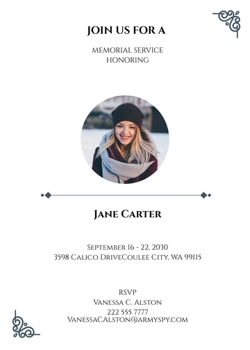 Free Sample Funeral Reception Invitation Template to Edit Online
