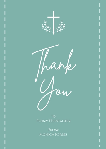 Free Catholic Cross Funeral Thank You Card Template to Edit Online