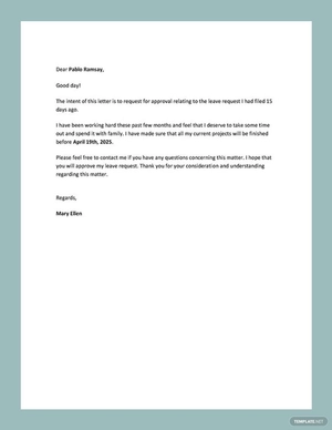 Request Letter for Approval