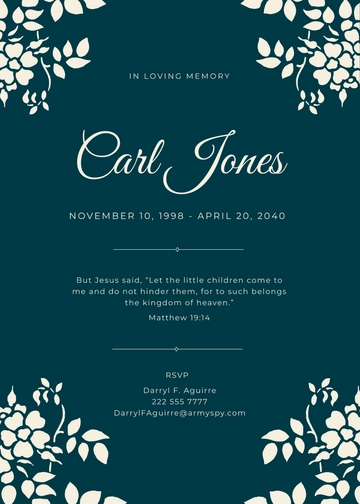 Free Sympathy Funeral Memorial Card Template to Edit Online