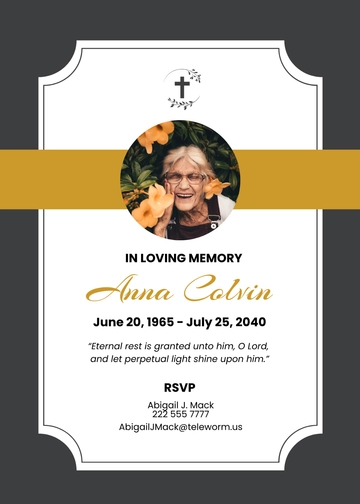 Free Sample Funeral Memorial Card Template to Edit Online