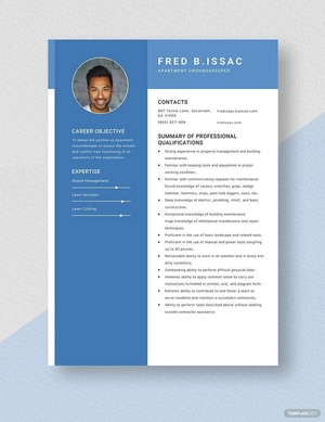 Apartment Grounds Keeper Resume
