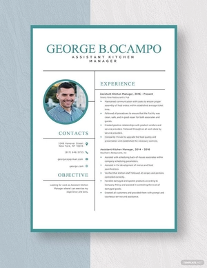 Assistant Kitchen Manager Resume