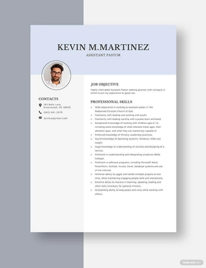 Assistant Pastor Resume