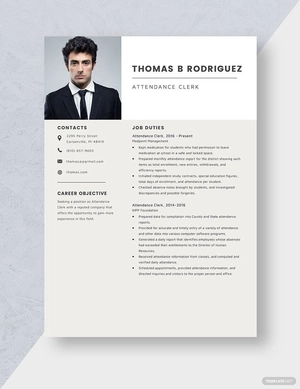 Attendance Clerk Resume Attendance Clerk Resume