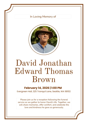 Free Email Funeral Reception Invitation Template to Edit Online