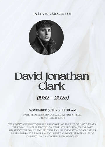 Free Email Funeral Invitation Template to Edit Online