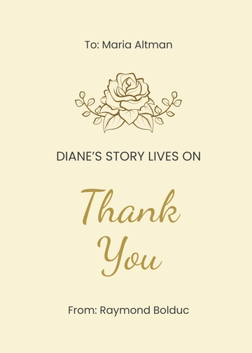 Free Gold Funeral Thank You Card Template to Edit Online