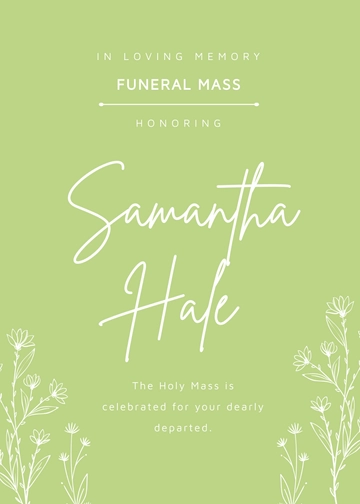 Free Elegant Funeral Mass Card Template to Edit Online